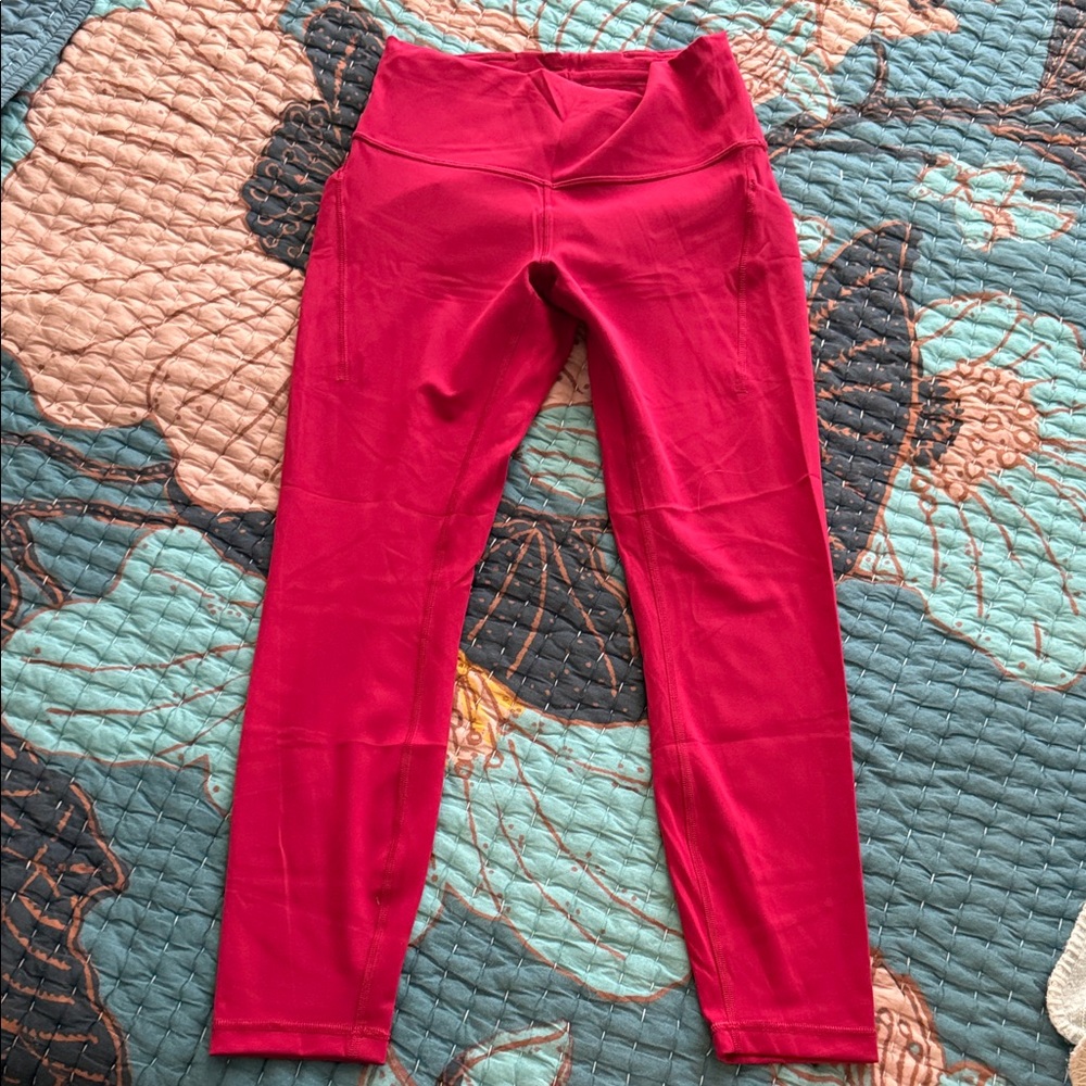 lululemon wunder train hr tight 25” with pockets ruby red *new w/o tag